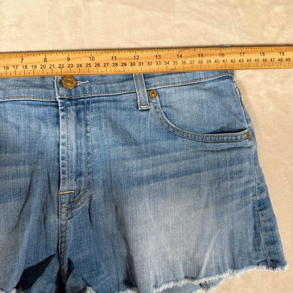 7 For All Mankind Denim Shorts Womens 29 Blue Excellent Cut Off Frayed Raw Hem - Picture 4 of 8